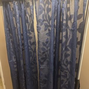 Elegant Blue Floral Curtains